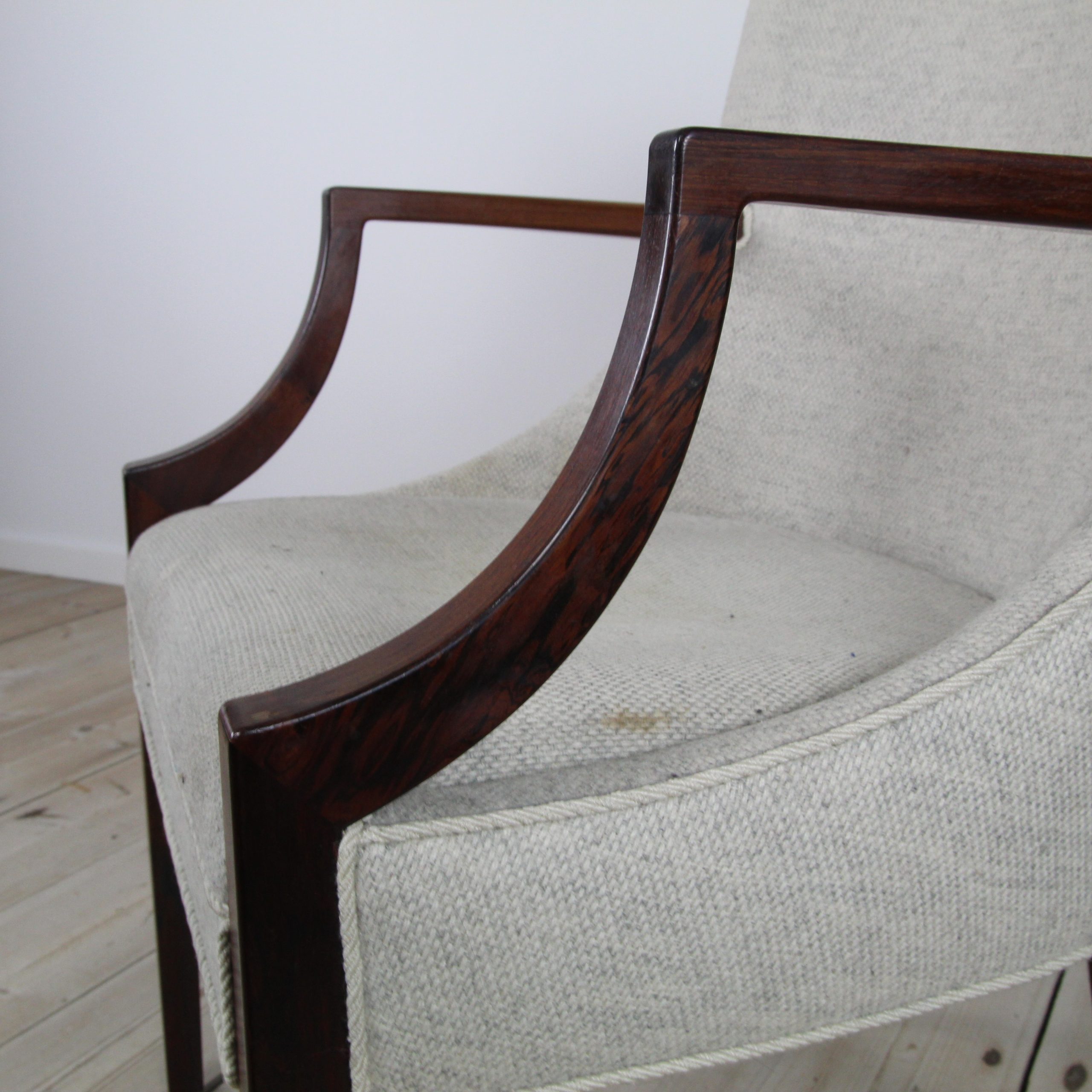 Rosewood & wool armchair, attributed to C.B. Hansen Etablissement