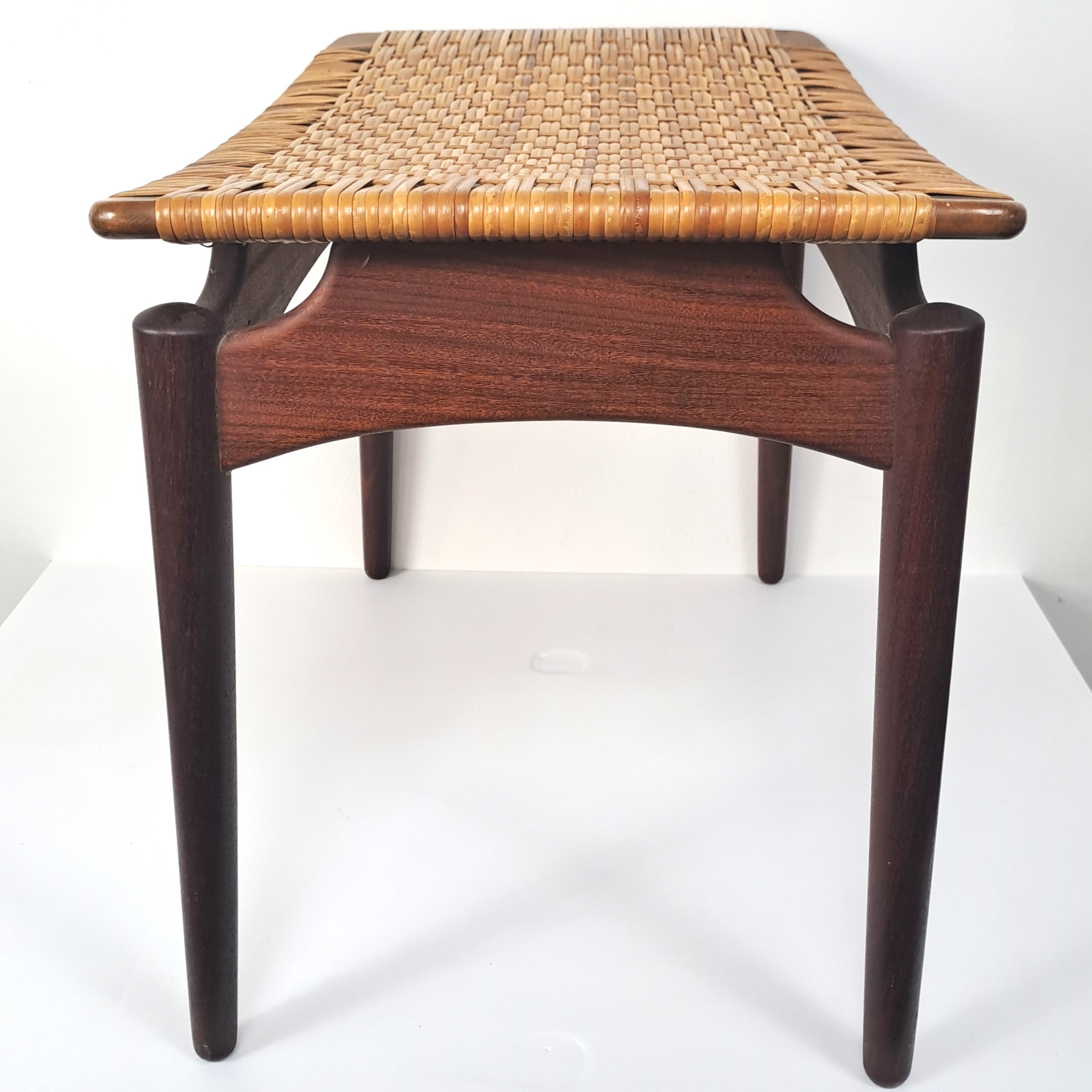 Teak stool with cane seat by Sigfred Omann for Ølholm Møbelfabrik, 1960’s